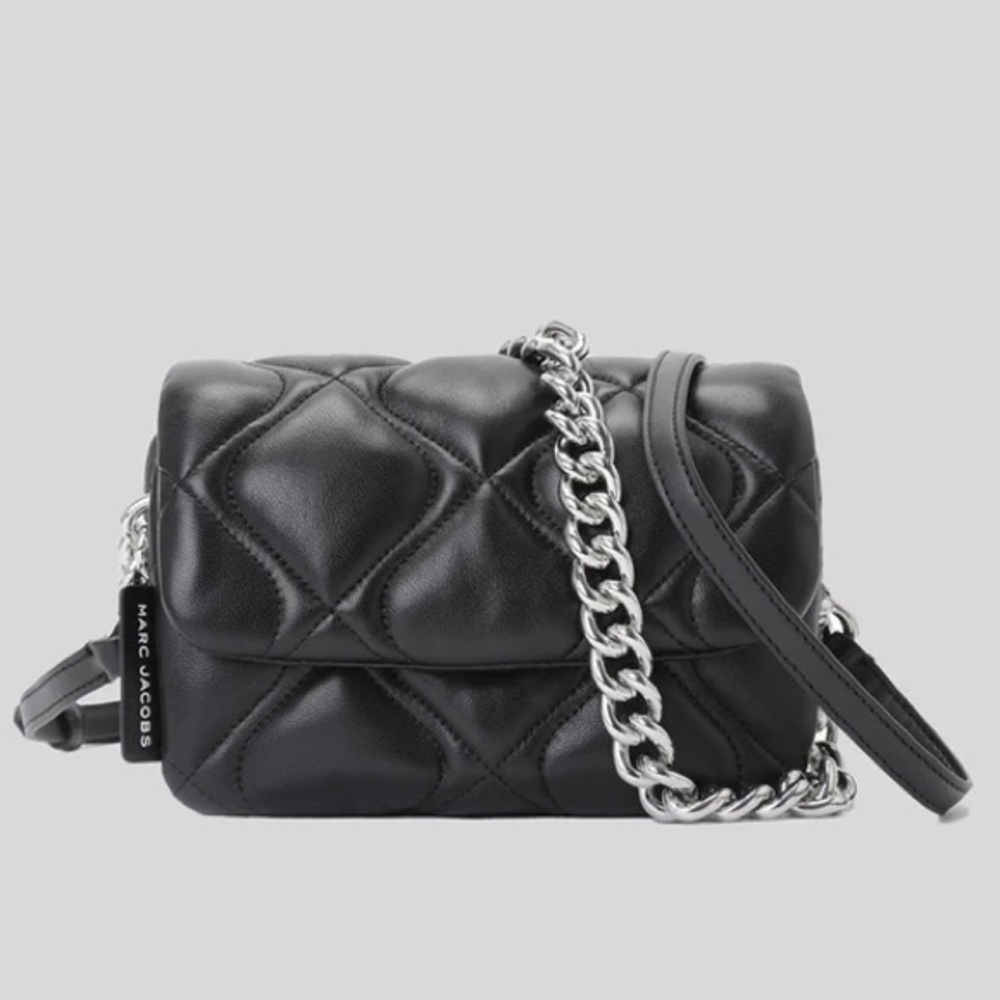 Marc Jacobs Black Leather Quilted Crossbody Chain Shoulder Bag Like New
